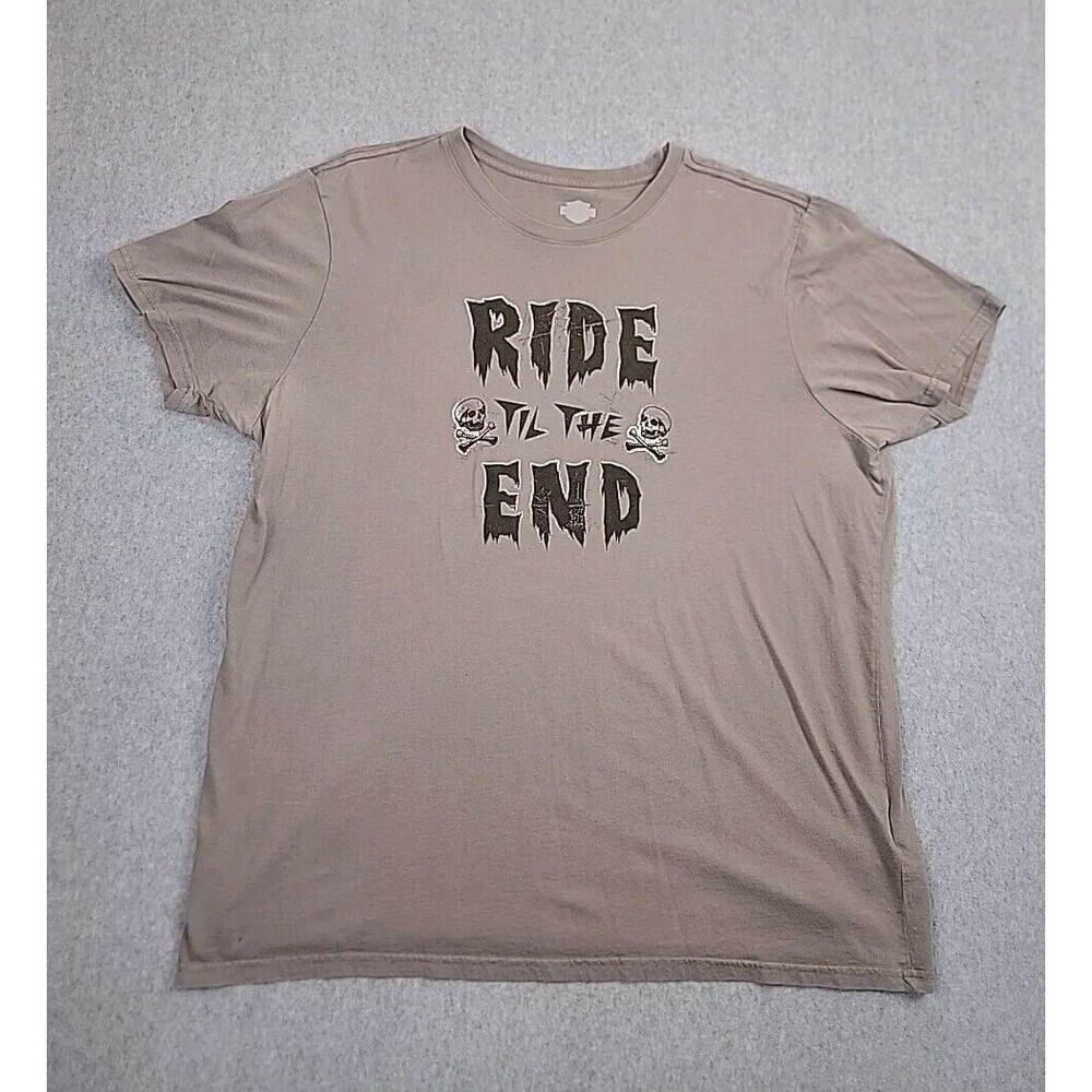 Harley Davidson T Shirt Mens 3XL Gray Ride Til The End‎ Horror Halloween Biker